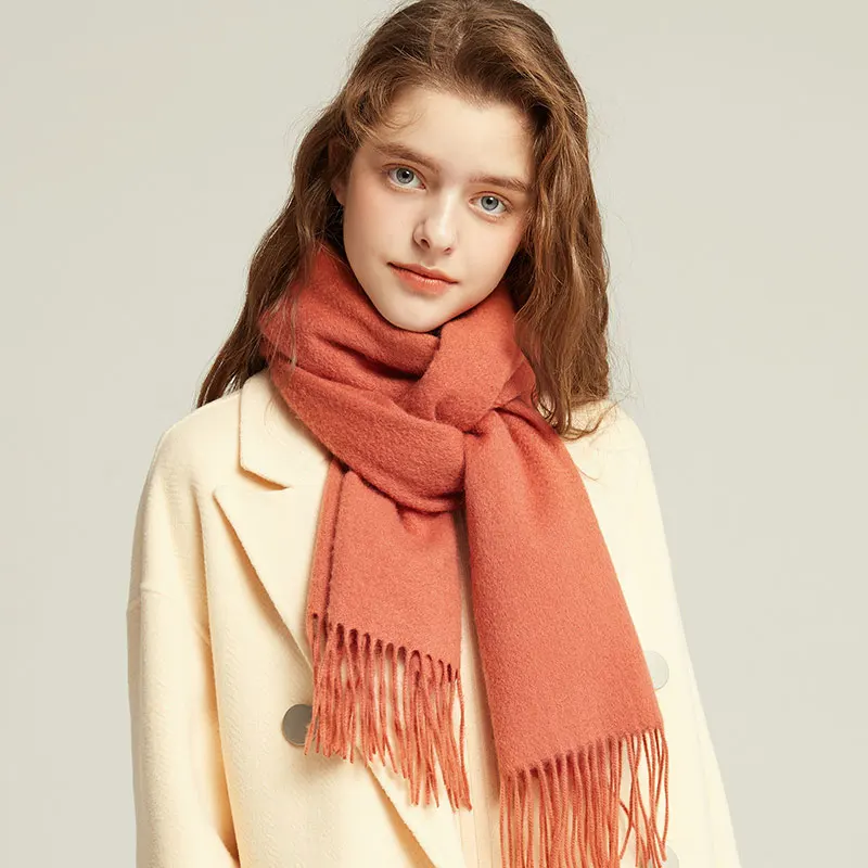 Hot sale customize fashion knitting winter wool thick scarf with tassel for women