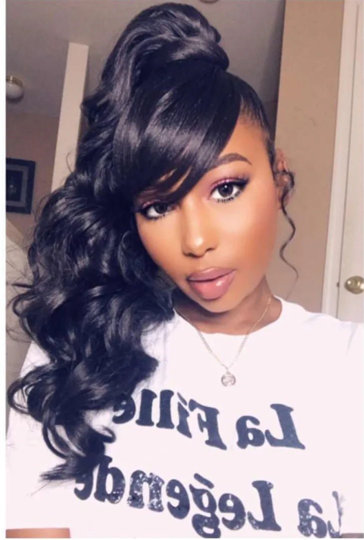 120g Remi high Human hair ponytail hair piece wet wavy wraps Ponytail hair extension side part ponytail drop shipping