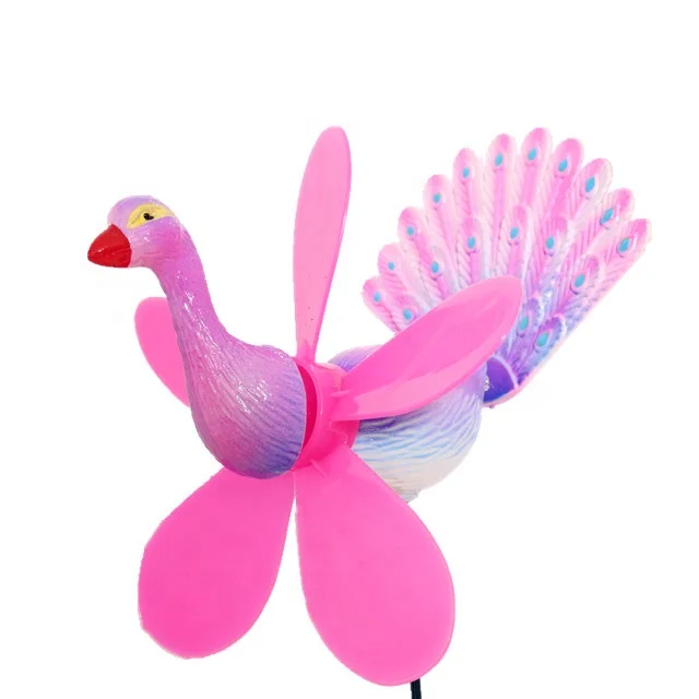 Peacock Figurine Outdoor Garden Plastic Wind Spinner Decoration Lawn Pinwheel Sticks
