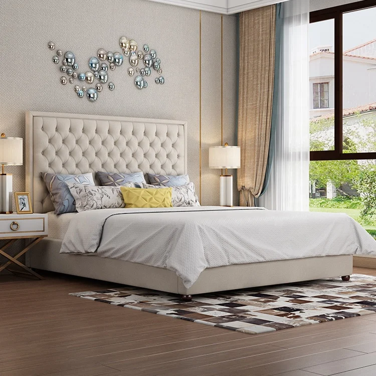 Modern style queen size bedroom set 1.2m 1.8m double single bed new model pink button king  bed