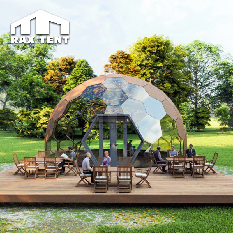 Modern Honeycomb Shape Geodesic Glass Dome House for Coffee Shop and Dining Room