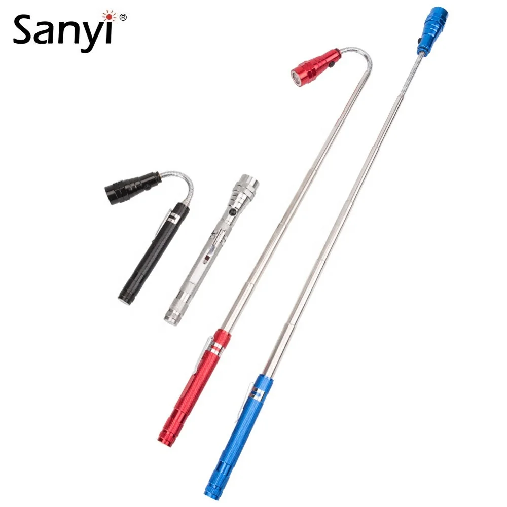 Telescopic 360 Degree Flexible LED Flashlight Torch Lamp 3led Camping Tactical Pick Up Tool Torch Lantern With Magnet 4 Colors