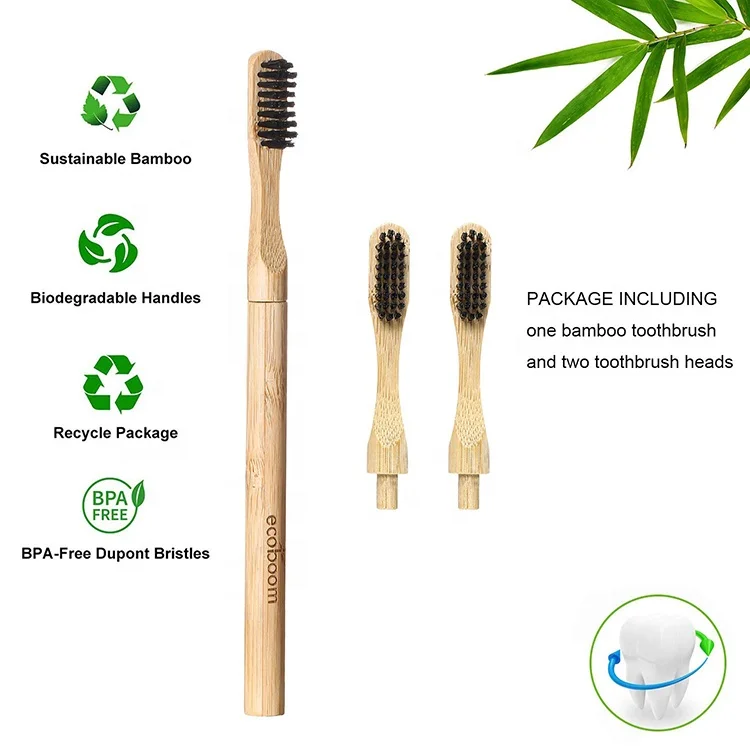 
Eco Friendly Organic Bamboo Replacement Toothbrush Custom Logo Bamboo Toothbrush Replaceable 