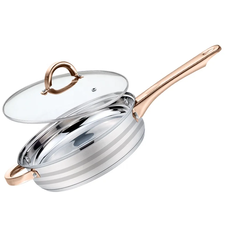 Best Selling Stainless Steel Frying Pan Homekitchen Induction Frypan Nonstick Stainless Steel Frying Pan
