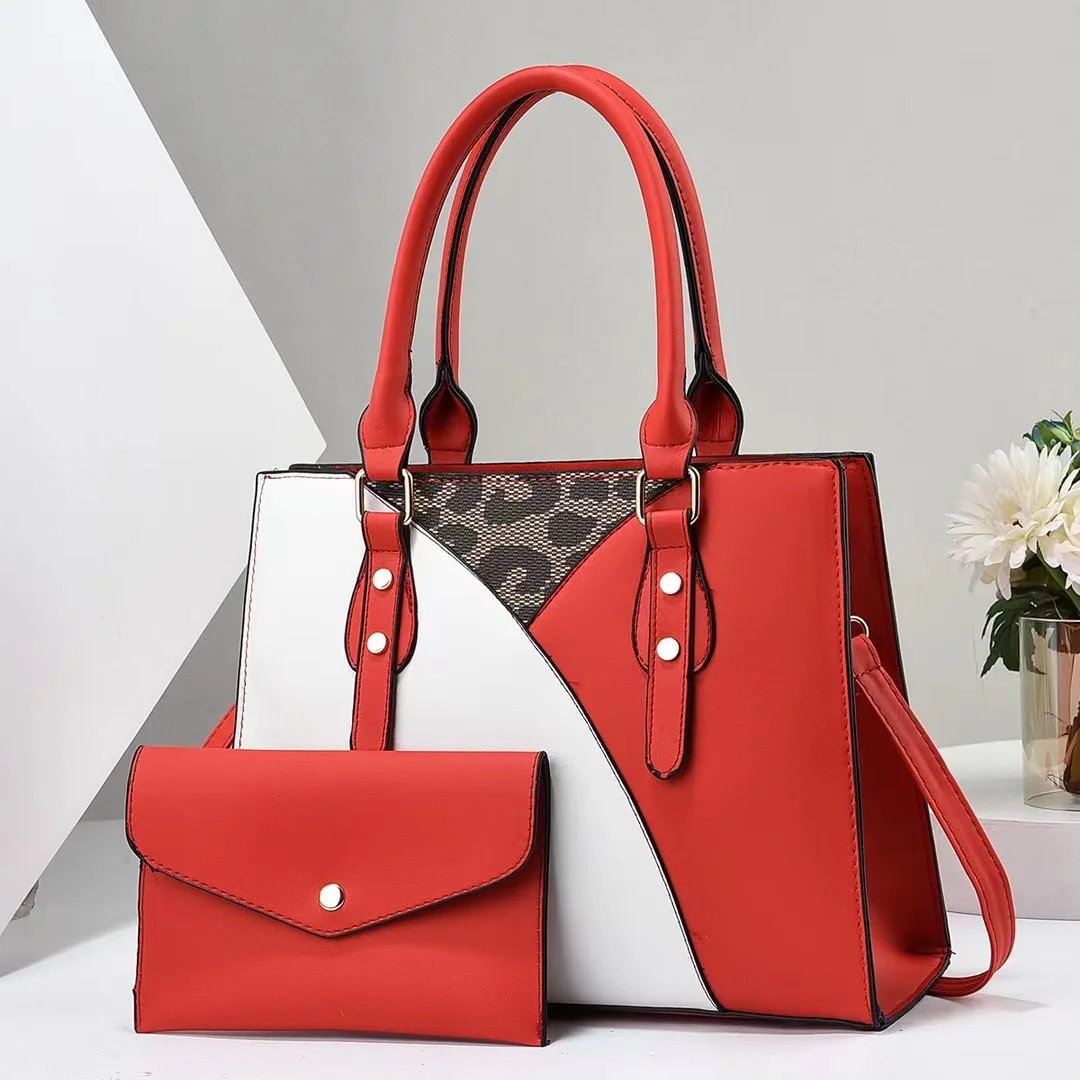 2Piece Set/2024 handbag set ladies hand bags luxury stitching contrasting leather bags women handbags ladies wholesale