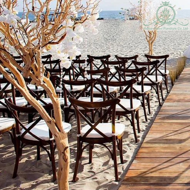 Hot selling solid wood wedding furniture outdoor wood chair for events