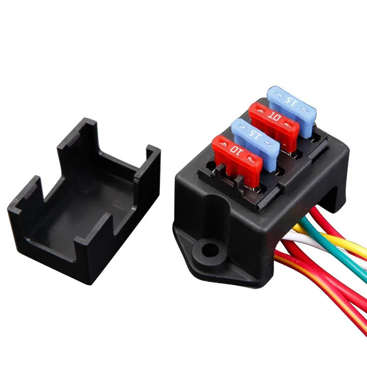 Car truck boat general 4 way fuse holder seat with wire connector seat