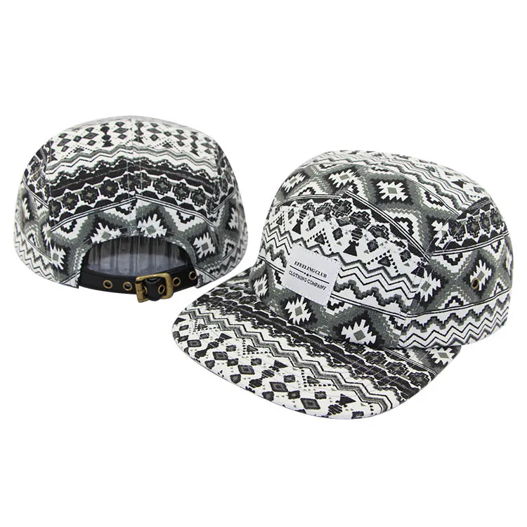 Mens Hats Wholesale Hat Custom Cap Flat Brim 5 Panel Cap Print 5 Panel Fitted Cap