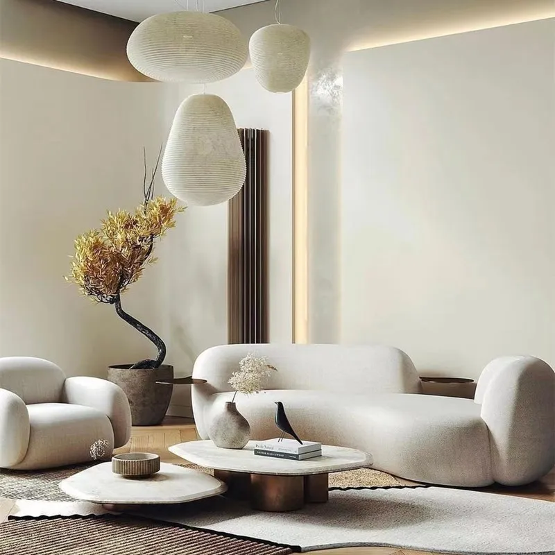 Modern Italian Minimalist Leisure Sofa 3-Seat Set with Metal Tray for Living Room for Hotels Apartments Villas Malls