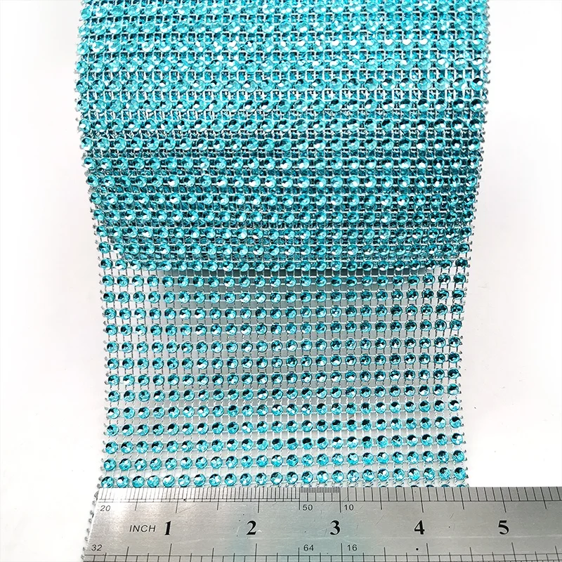 2019 top rated items blue 24 rows 10 yards rhinestone banding polypropylene ribbon craft trims diamond wrap mesh for wedding