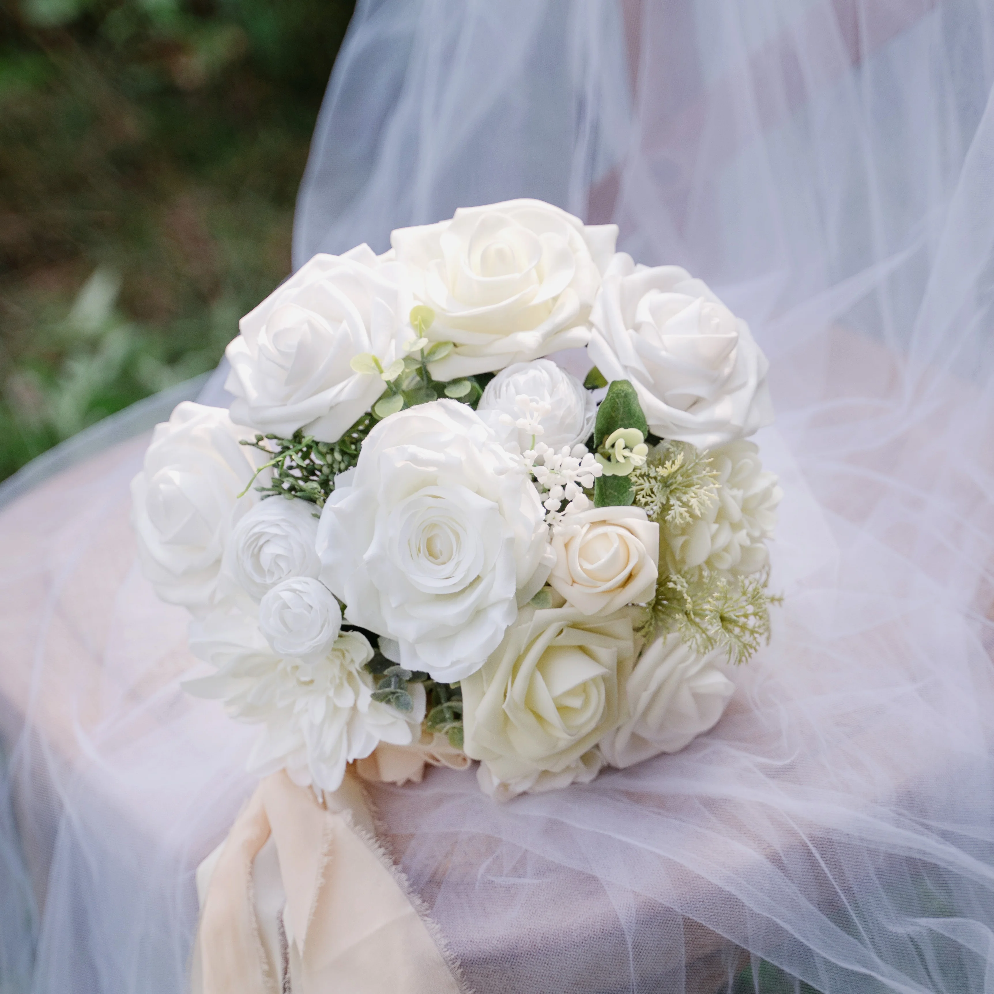 wholesale real touch roses artificial white flowers ivory foam gardenia flower for centerpiece wedding