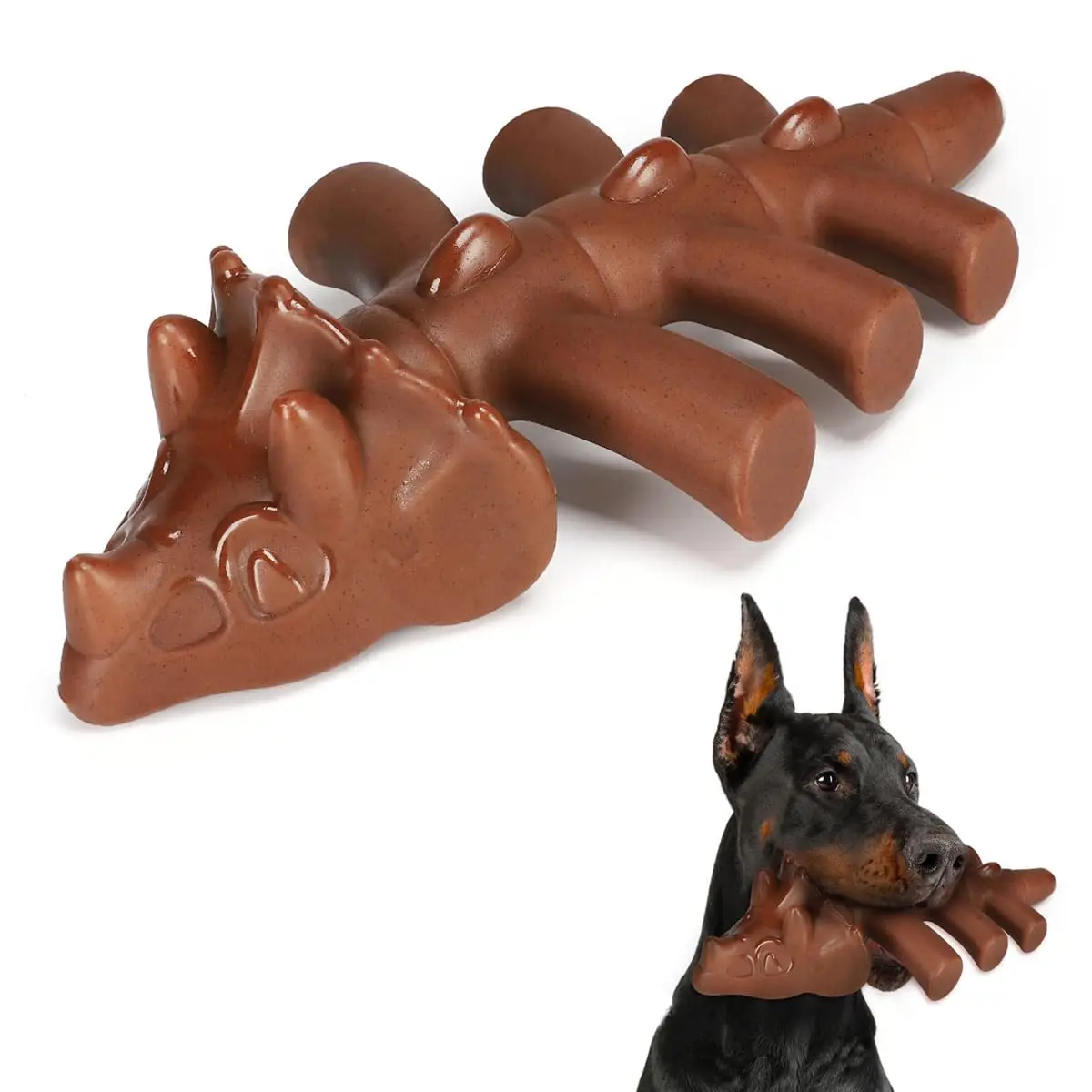 Benebone Wishbone Durable Dinosaur Dog Chew Nylon Bone Toy for Aggressive Chewers Real Bacon Chicken Beef Peanut Wood Flavor