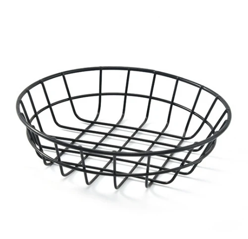 Black color round shape Mini small fried basket potato basket iron line restaurant frying chicken snack frying basket
