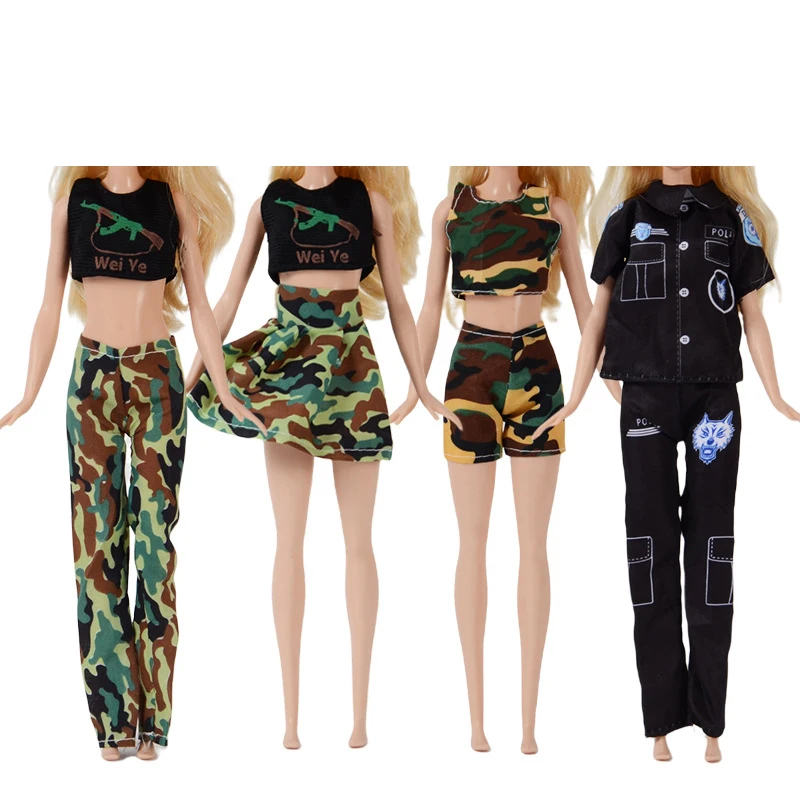 2023 new 30 cm doll clothes Camo special forces police clothes set girl 11 inch doll accessories