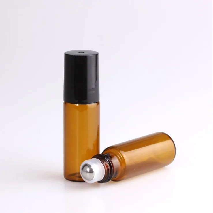 Empty 1 2 3 5 10 ml essential aroma oil roller roll on bottle 1ml 2ml 3ml 5ml clear/Amber Tubular Cosmetic Perfume Sample Vial