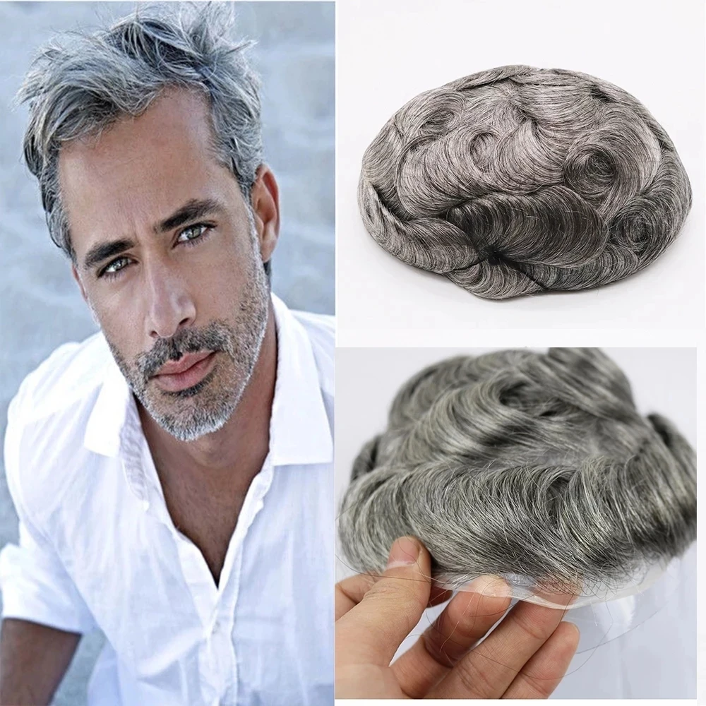 Outo Men Wig Human Hair Toupee ,Thin Skin Pu Male Hair Prosthesis Men Toupee ,Indian Hair Replacement System Remy Hair Pieces
