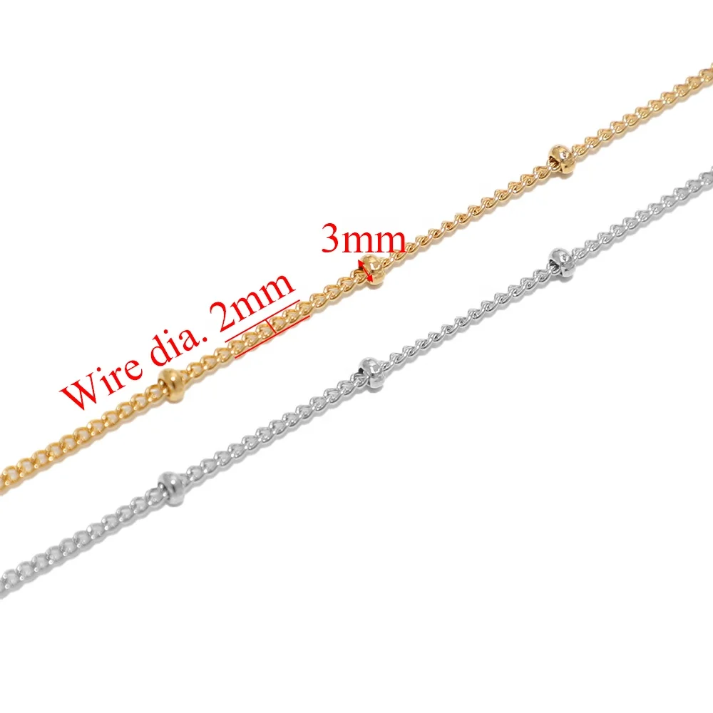 Stainless Steel Satellite Curb Ball Beaded Chains DIY Jewelry Making Accessories Necklace Bracelets