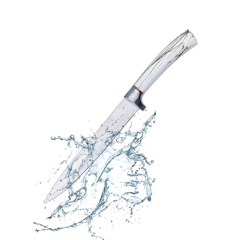 Professional PP Handle Stainless steel Kitchen Knife Sharp Chef Fruit Knives With Acrylic Block For Home