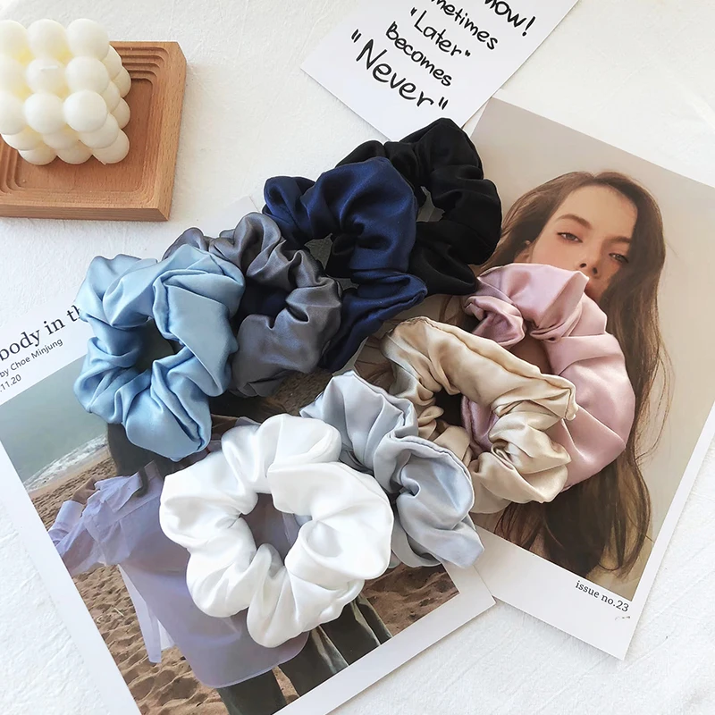 100% Natural Mulberry Silk Scrunchies Skinny Rubber Bands for Women Hair Ties 1CM PureSilk Elastic Hairbands