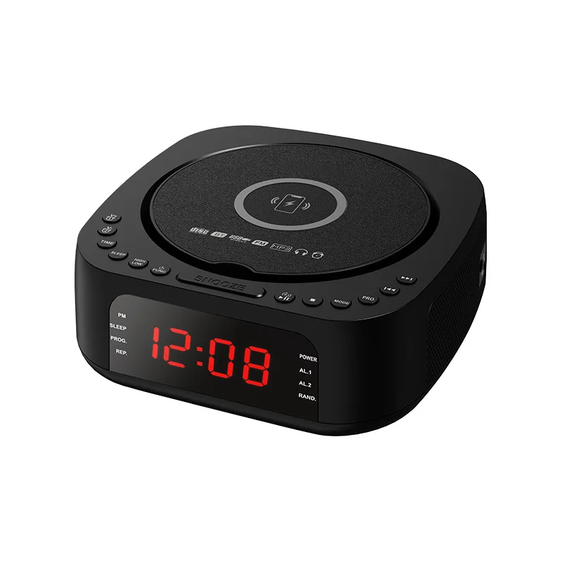 Bluetooth CD boombox with wireless charging and clock & Alarm