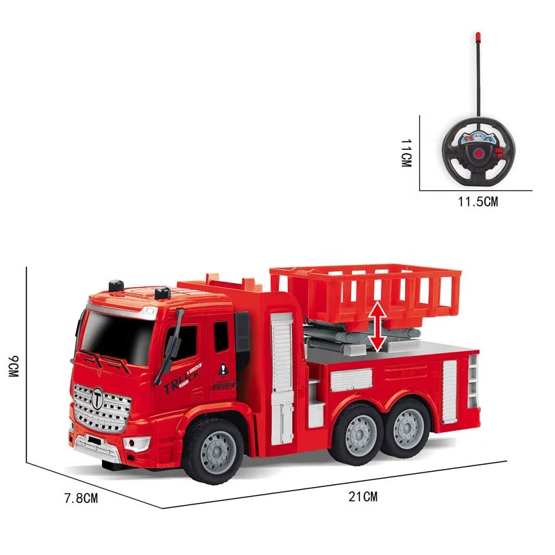 2 channel 1/30 scale model remote control toy fire truck