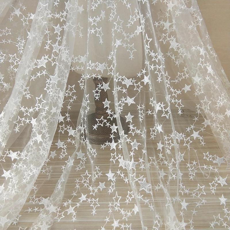 High Quality wedding tulle Embroidery Lace Fabric star pattern For dress and clothes