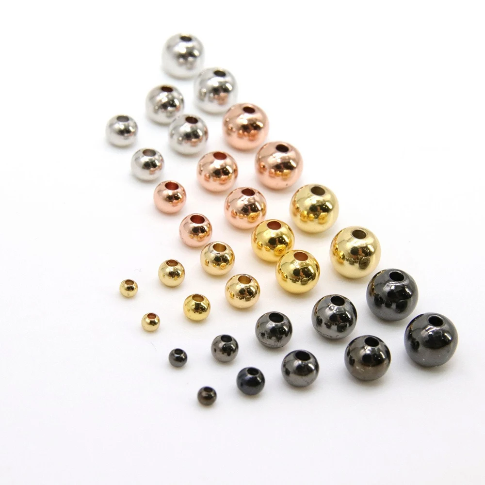 304 из нержавеющей стали золото 14K/18K PVD покрытые круглые бусины идеальные Гладкие Бесшовные для изготовления ювелирных изделий