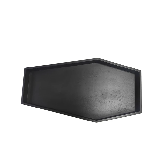 Wooden Coffin Shaped Serving Tray Decorative Matte Black Lacquer Coffin Tray for Jewelry Crystal Essential Oil Display Organizer