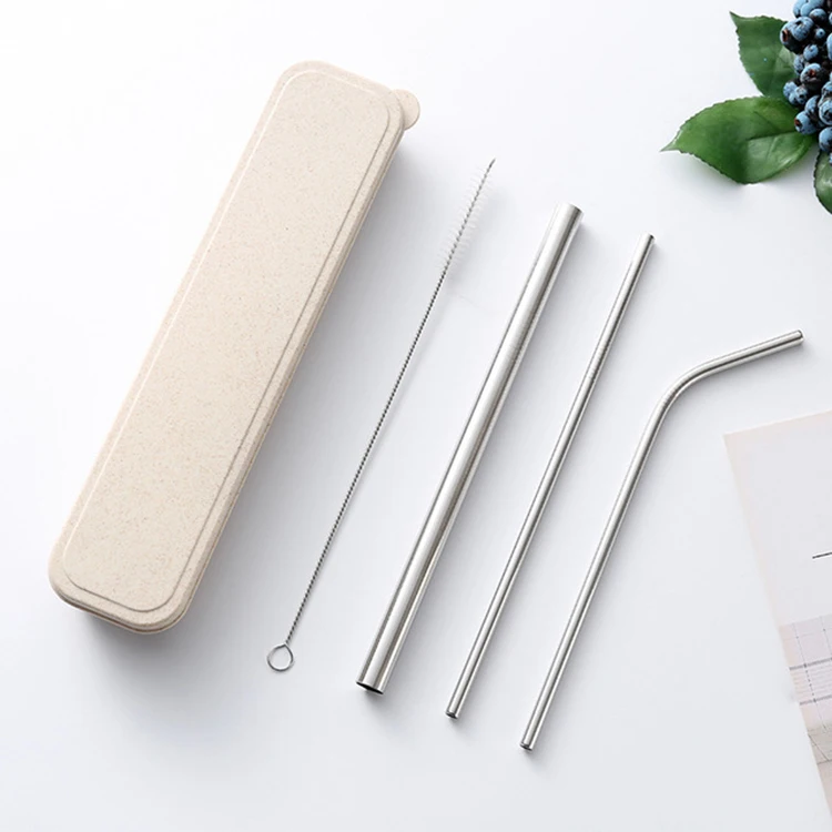 Customization  Stainless Steel Straw Set Reusable Drinking Straw Set With Case Package