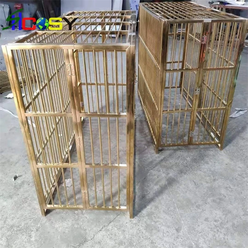 Размер L 108X75X98cm горячая Распродажа Золотая клетка для собак из нержавеющей стали Однослойная двойная