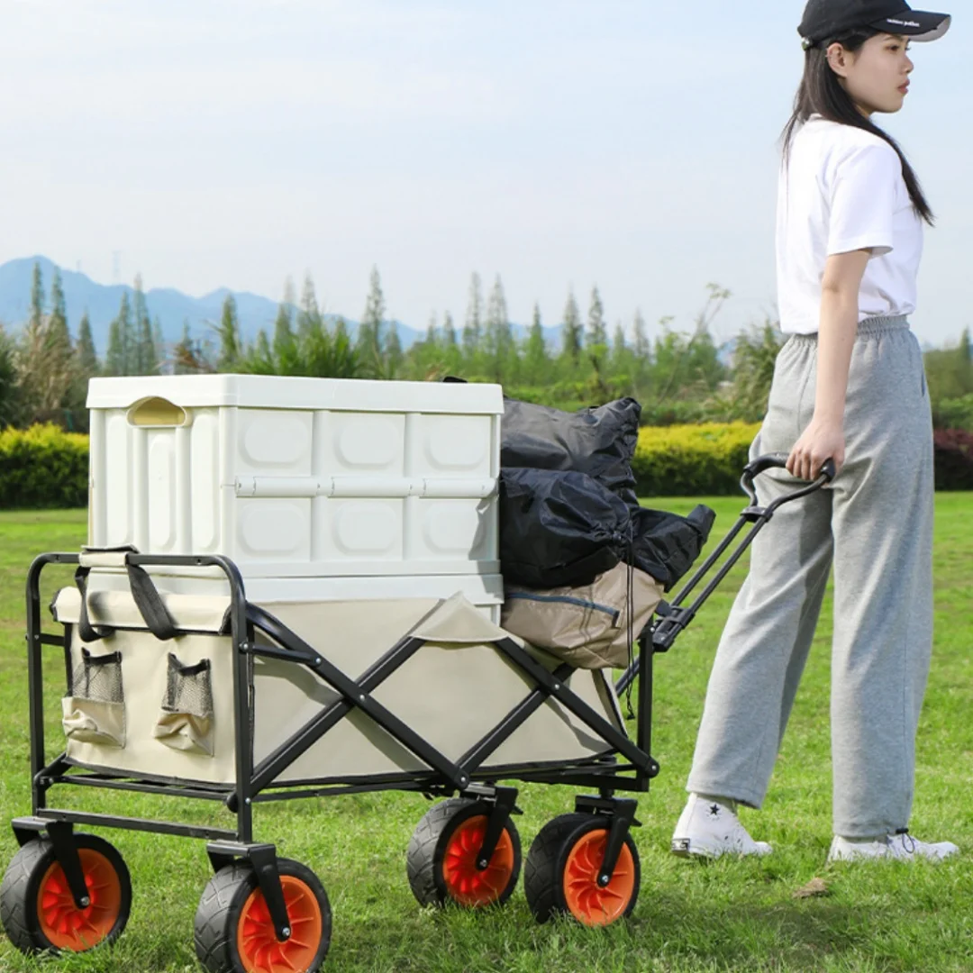Customized Aluminium Alloy Hot Sale Portable Foldable Picnic Cart Camping Wagon Trolley Outdoor Cart