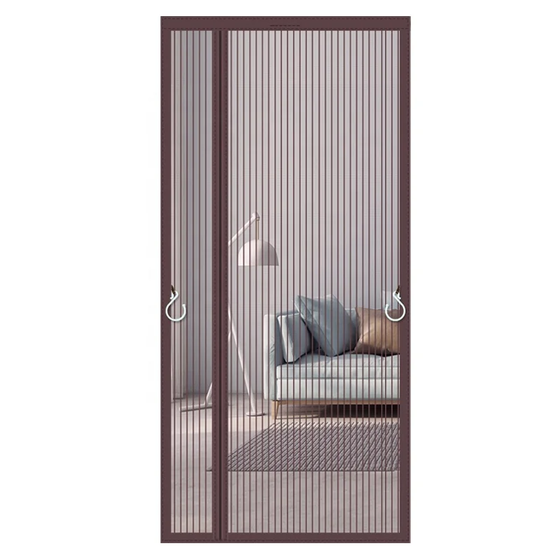 2023 summer explosion-proof anti-mosquito magnetic suction door curtain solid color stripe silent mesh door curtain