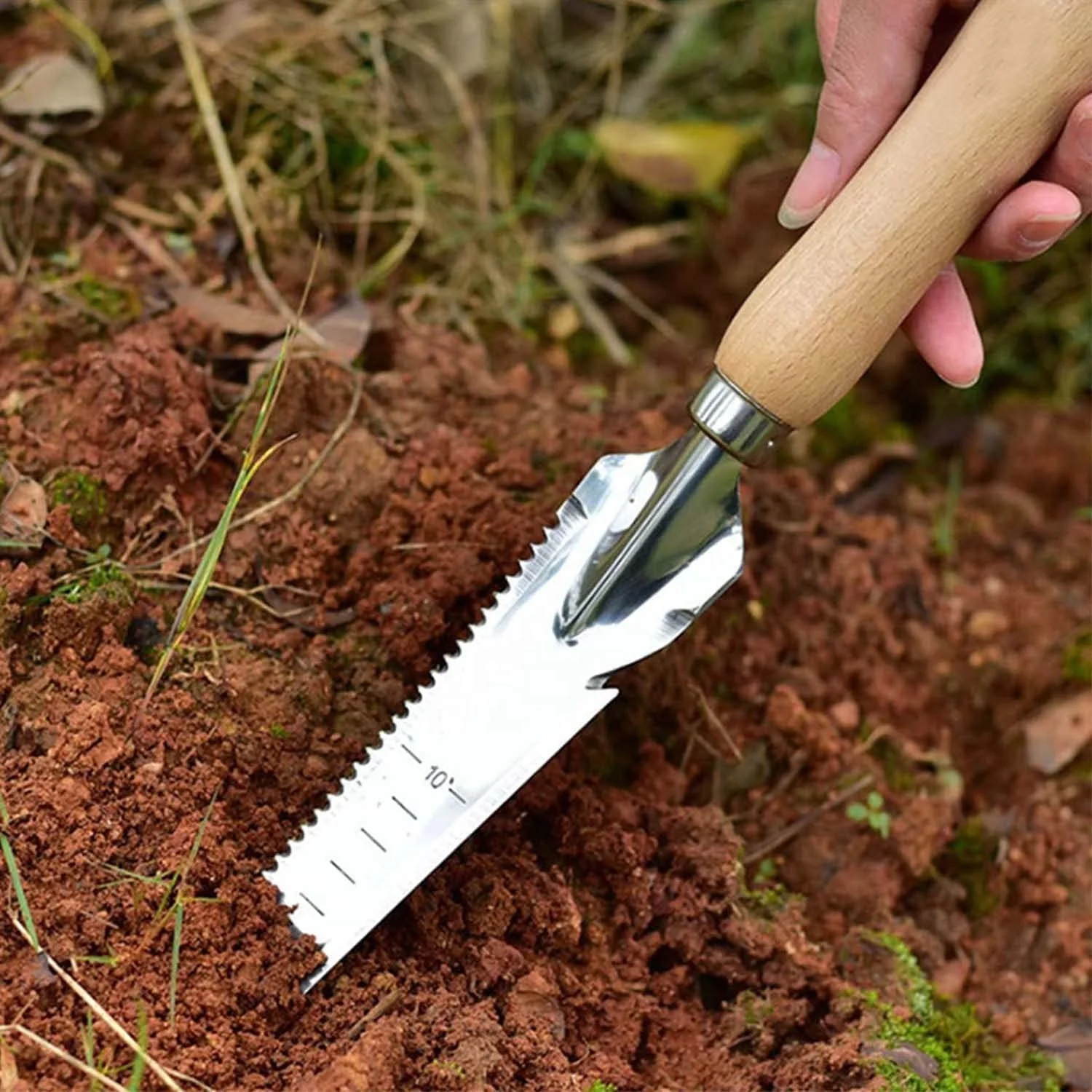 Garden Manual Weeding Tools Wooden Handle Stainless Steel Head for Easy Weeder Removal Transplanting Pruning Digging Gauging