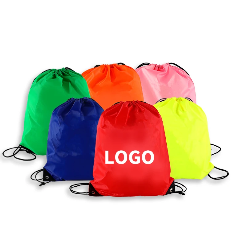 European market promotional 210D polyester string drawstring bag