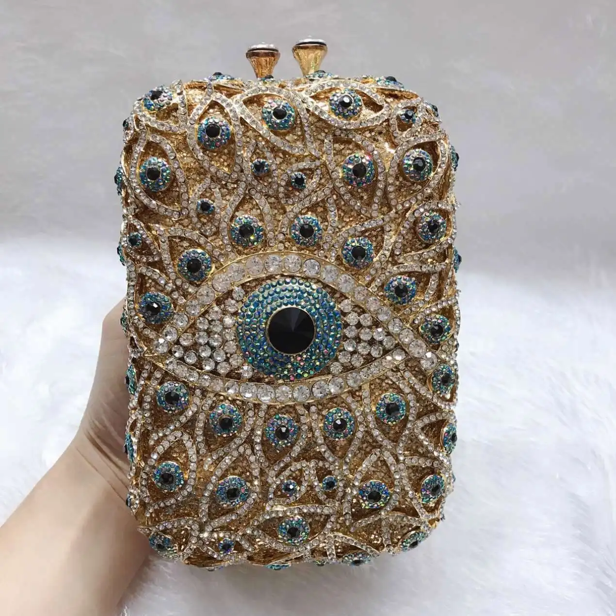 Lady fashion Wedding Party Handbag Crystal Clutch evil eyes Rhinestone Purse Evening Bags and Clutches for Women