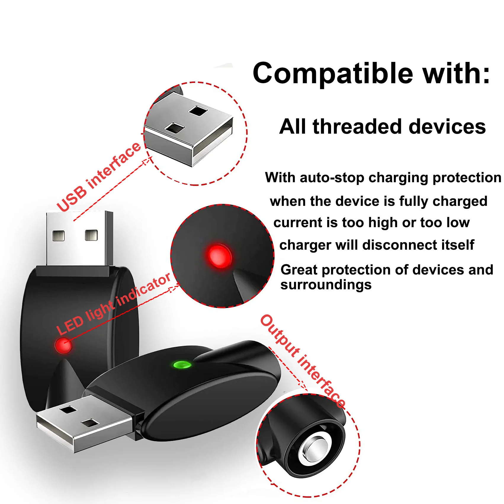 OEM 510 Ego Charger Rechargeable Smart 510 Thread ego usb charger