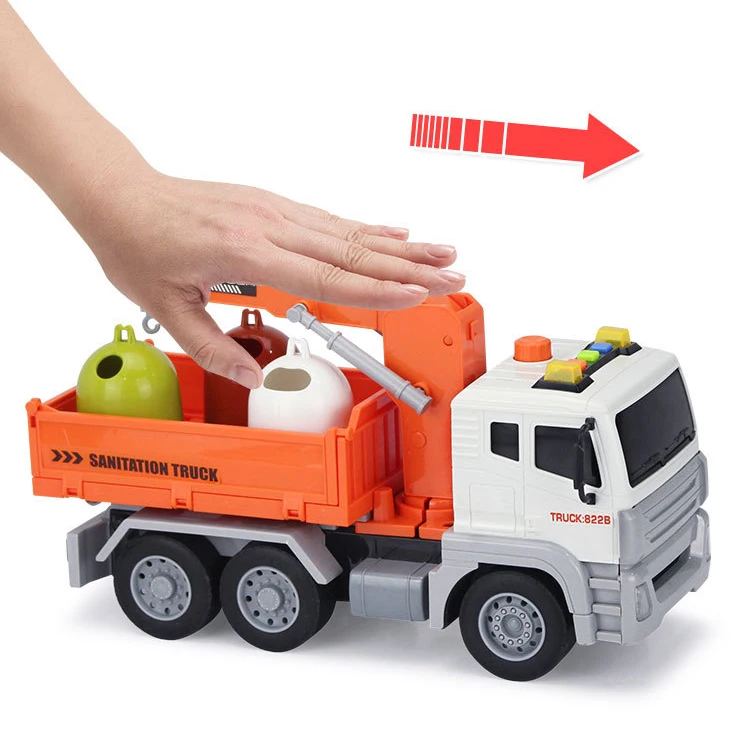 New Product Boys Other Toy Vehicle Inertia Green Garbage Truck Toy,1/12 Friction City Garbage Truck Toy With Lighting,Music