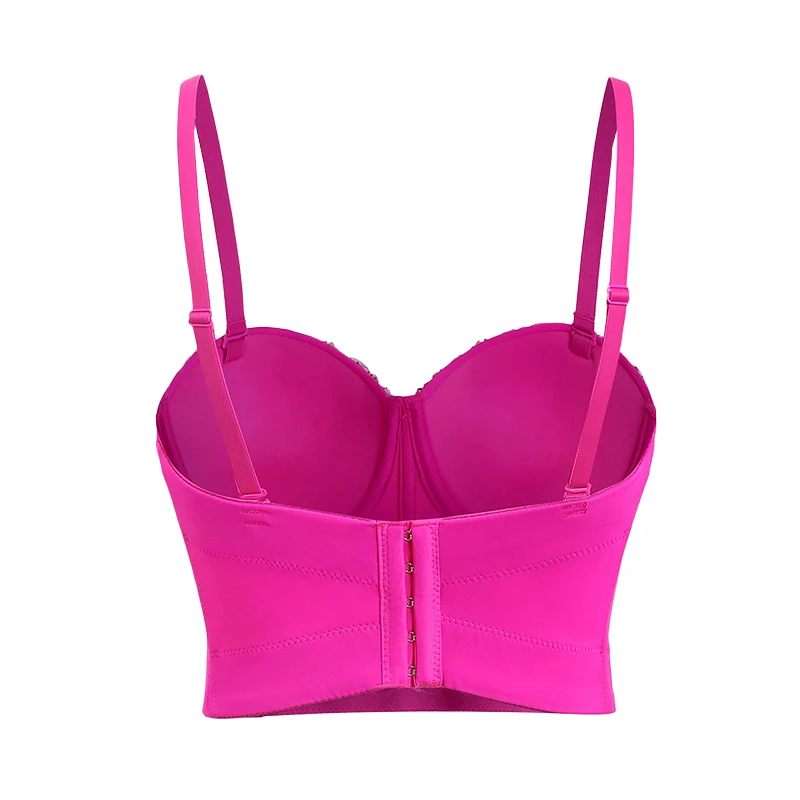 Guangzhou pink sheer young girls women lace  push up back strapless sticky sexy bra,bra sets lace, sexy lace bra