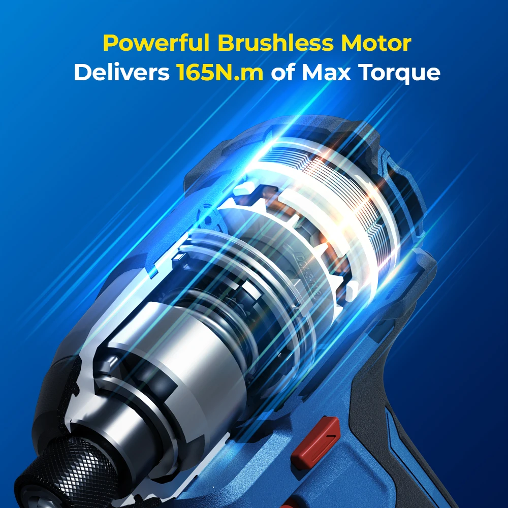 DongCheng Electric Tools 20V 165N.m Torque Brushless Motor 3-speed Cordless Impact Screw Driver