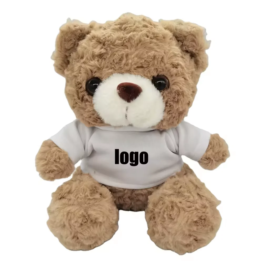 Teddy Bear Plush Toy Cute Doll Wedding Decoration Promotion Gift with logo White T-shirt