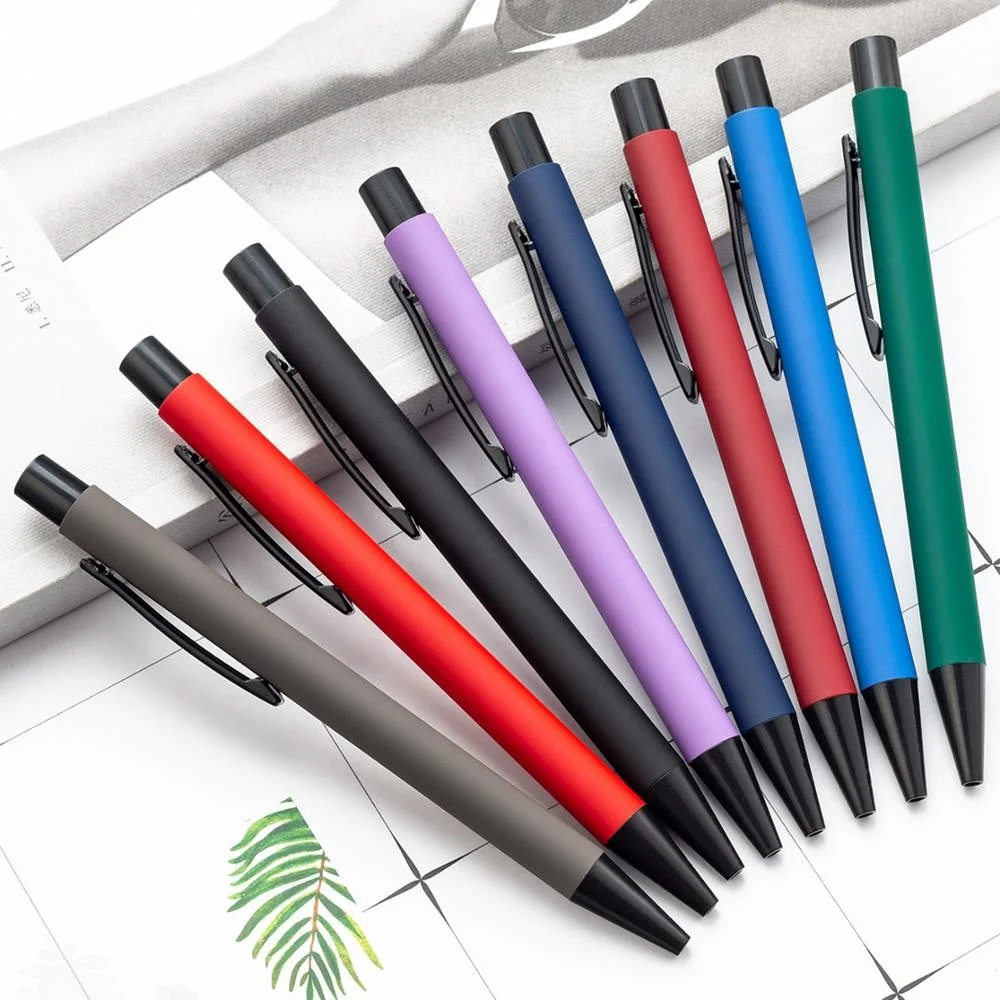 High quality cheap rubber promotional metal ball pen with custom logo