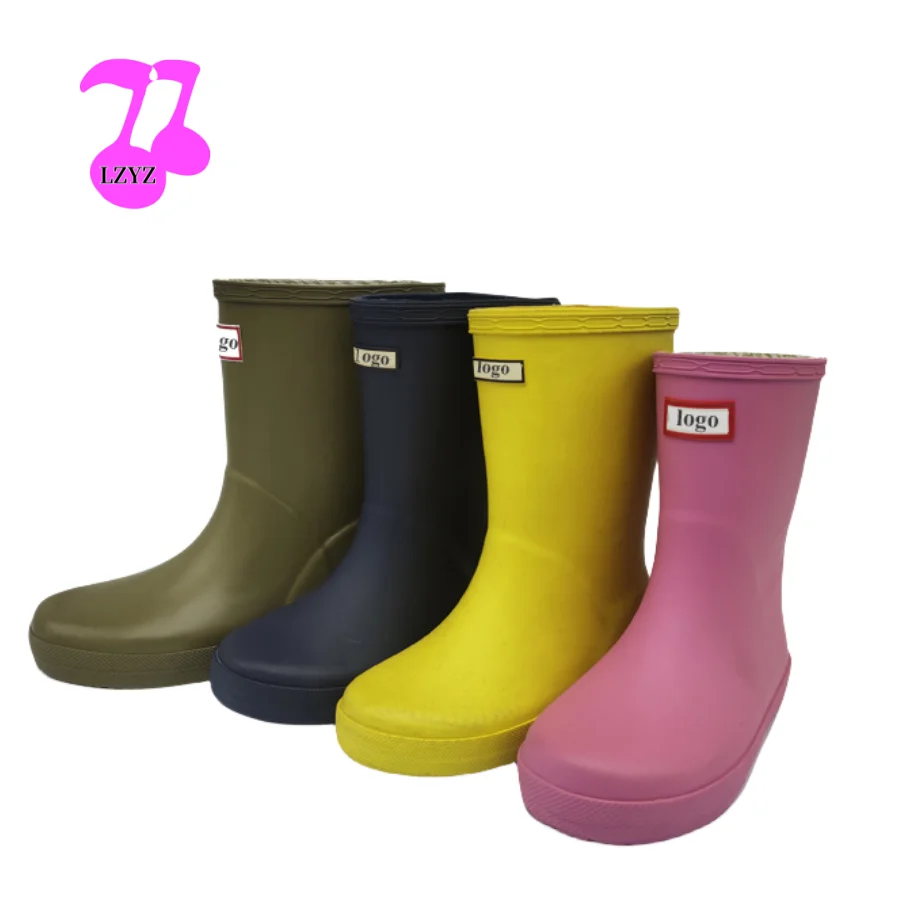 LZYZ OEM/ODM Custom LOGO Wholesale Rubber Boots Kids Boys Girls Reflective Band Water Shoes Waterproof Rain Boots for Children