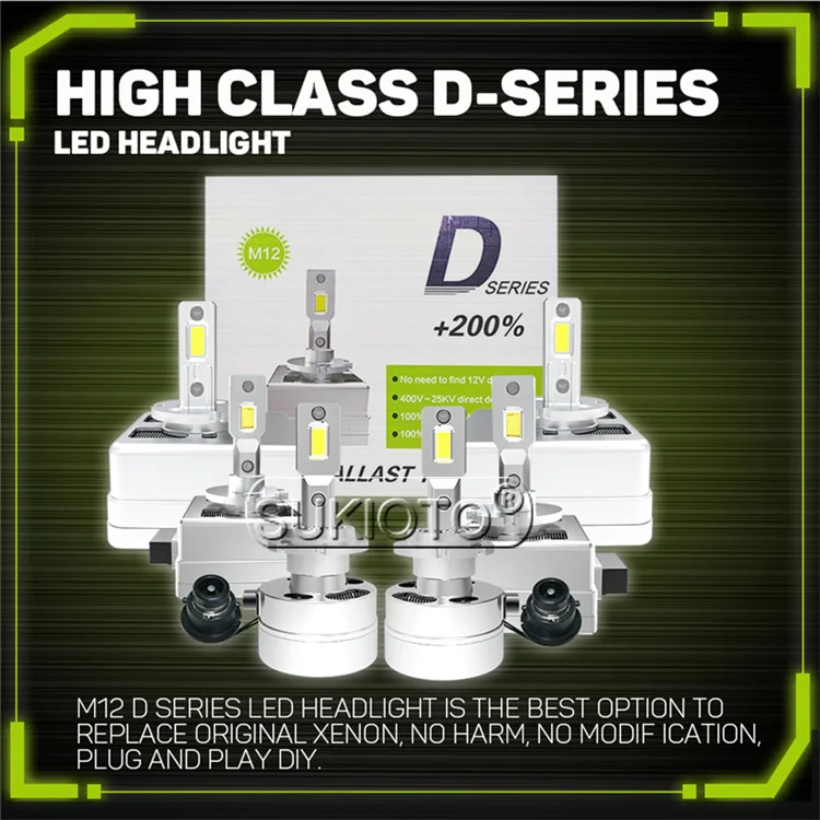  SUKIOTO 2PCS D1S D2S D2R D3S D4S D5S D8S Car LED Headlight Bulb 20000LM 90W High Bright Canbus Lamp For
