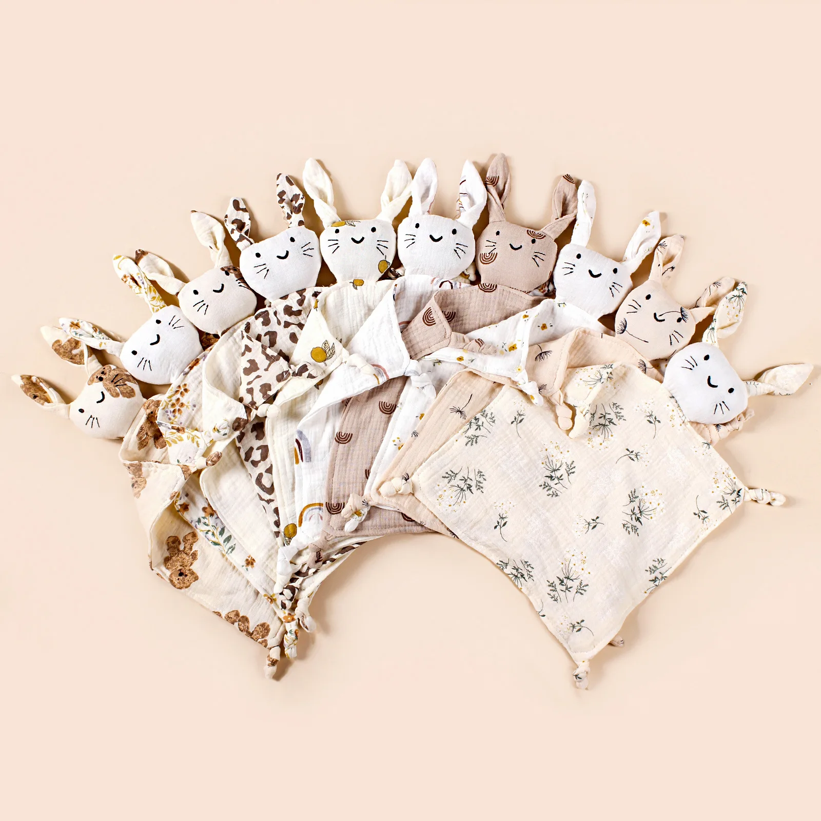 2023 New Cotton Gauze Bunny Lovey For Newborn Baby 30x30cm Rabbit Comforter Toy Infant Security blanket