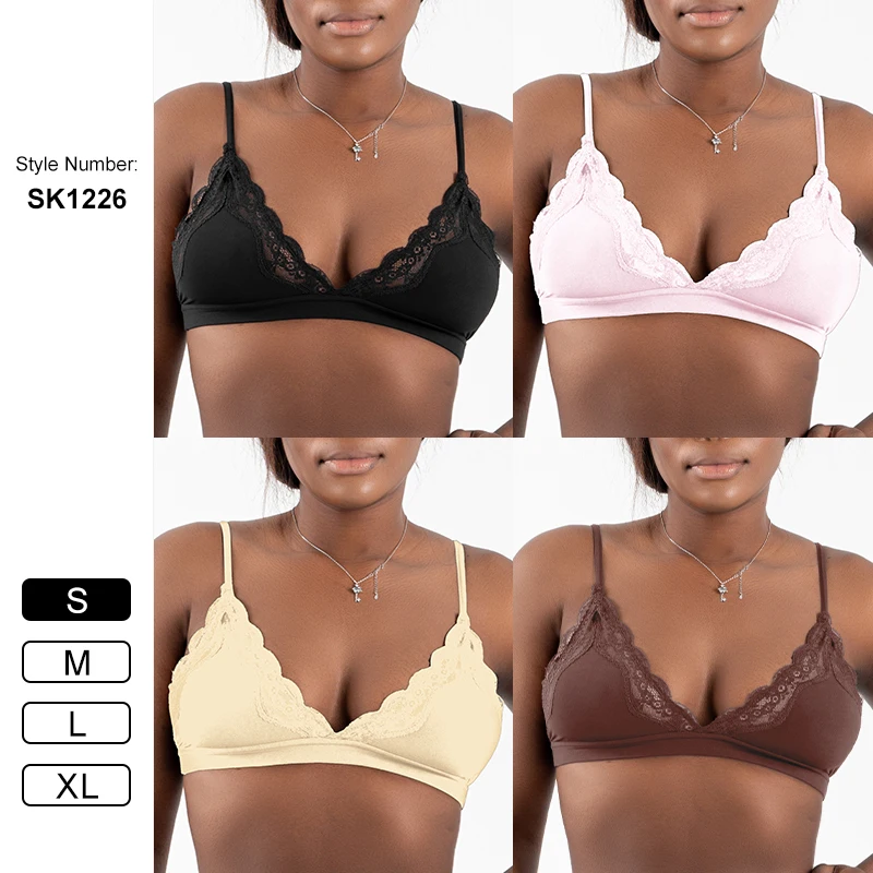 sk1226 76% polyamide V shape lace unlined scoop bra sexy double layer light underwear bra with adjustable strap hook eye