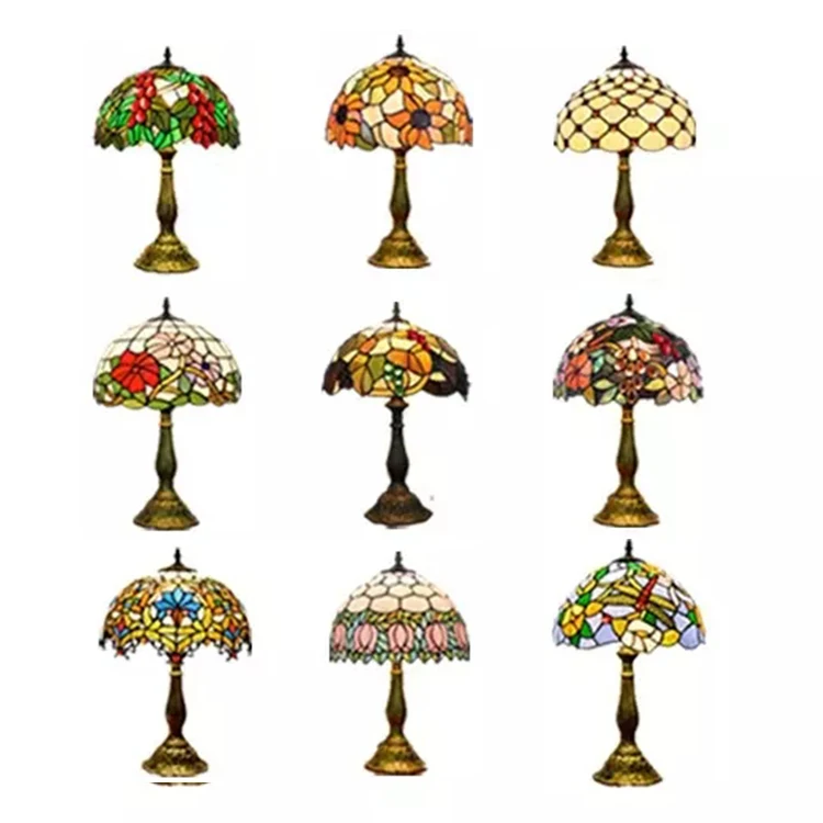 study lamp table lamp luxury stained glass lampshade led lights decoration bedroom desk light table lamp