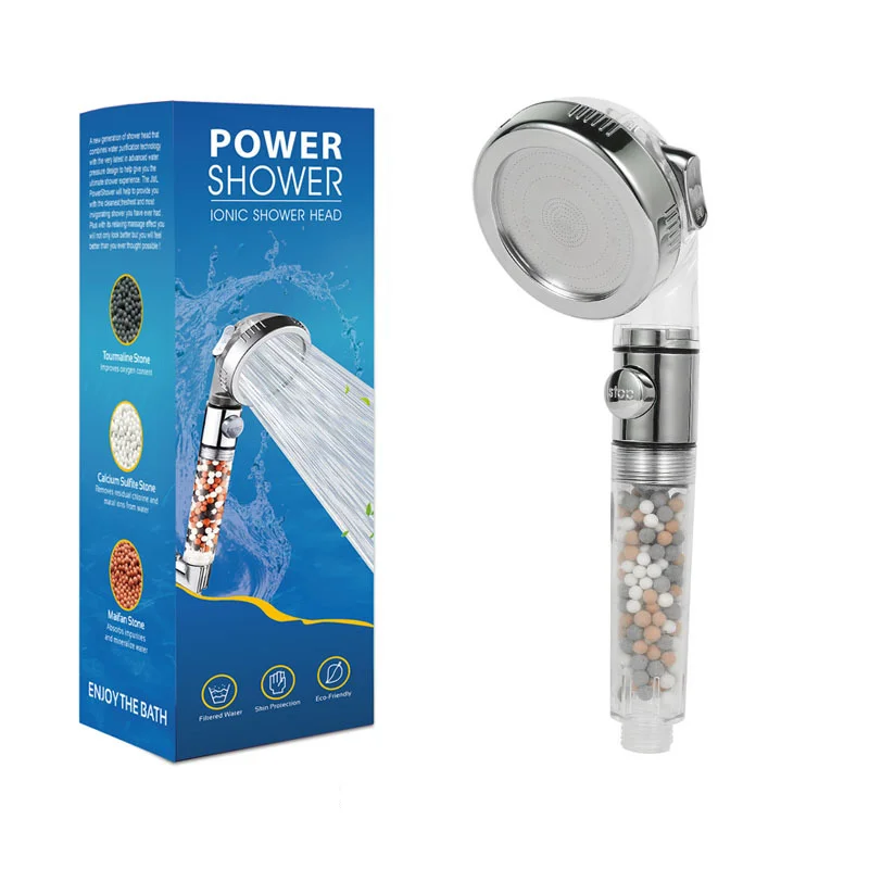 Massage SPA Handheld Ionic Filter Shower Heads Pressurized Shower Nozzle Set Water Purification Sprinkler