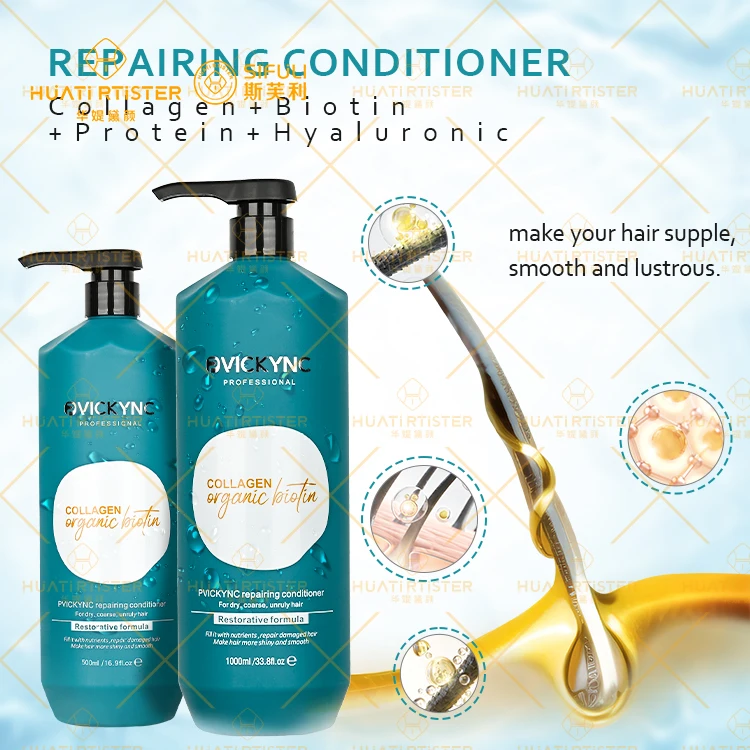 Huati Sifuli PVICKYNC 500ml Natural organic biotin collagen Shampoo and Conditioner smooth mask repair serum Set