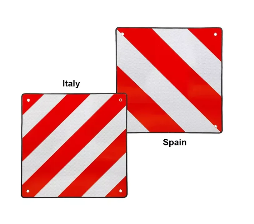 Dingfei Aluminium Warning Sign Spain Italy 2-in-1 Red/White 500 x 500 mm PVC Germany Reflective Rear Sign