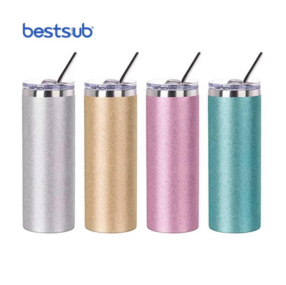 BestSub Wholesale 20oz Sublimation Mug Supplier Blanks Products Vacuum Glitter Skinny Stainless Steel Tumbler